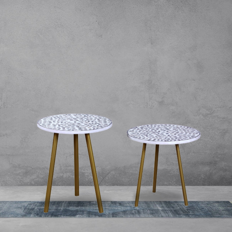 Cyra Bone Inlay End Tables Set Of 2