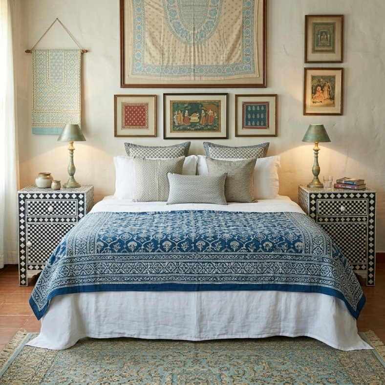 Fatima Bone Inlay Bedside Table 