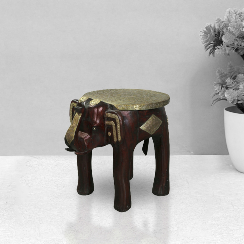 Zoya Elephant Brass Stool
