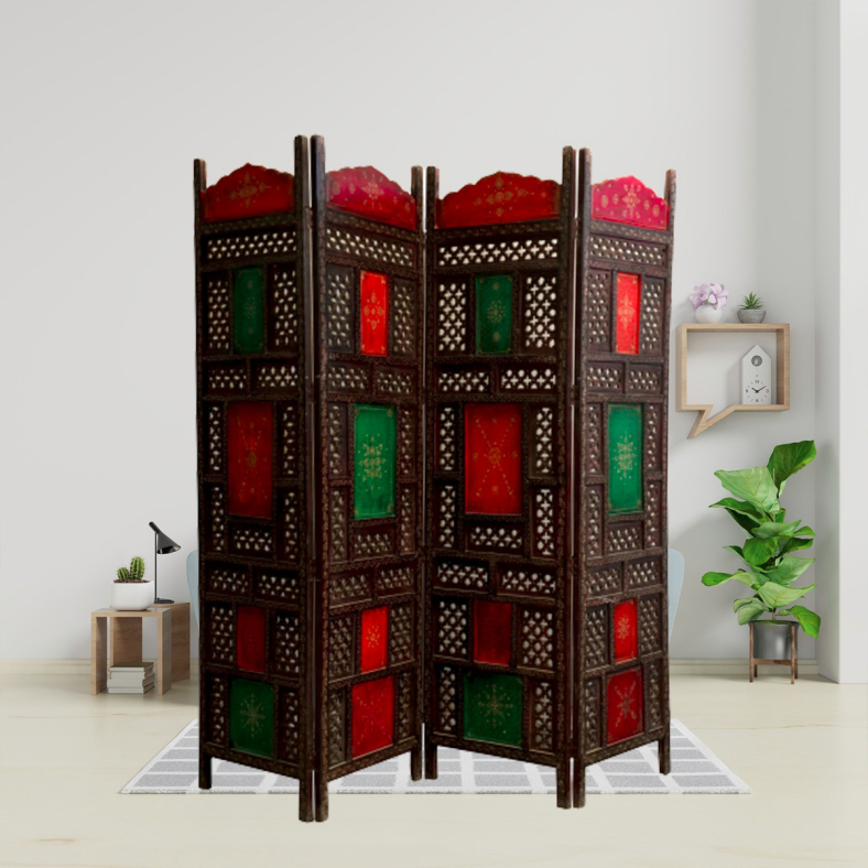 Nawra Carved 4 Panel Room Divider