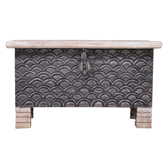 Jamal Carved Wooden Trunk