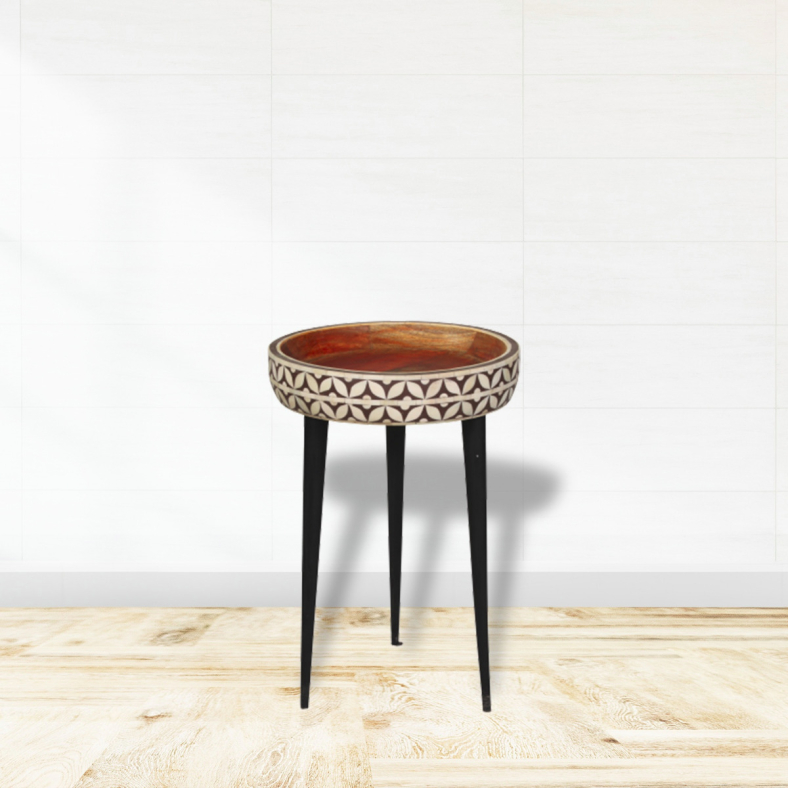 Zain Stool In Bone Inlay