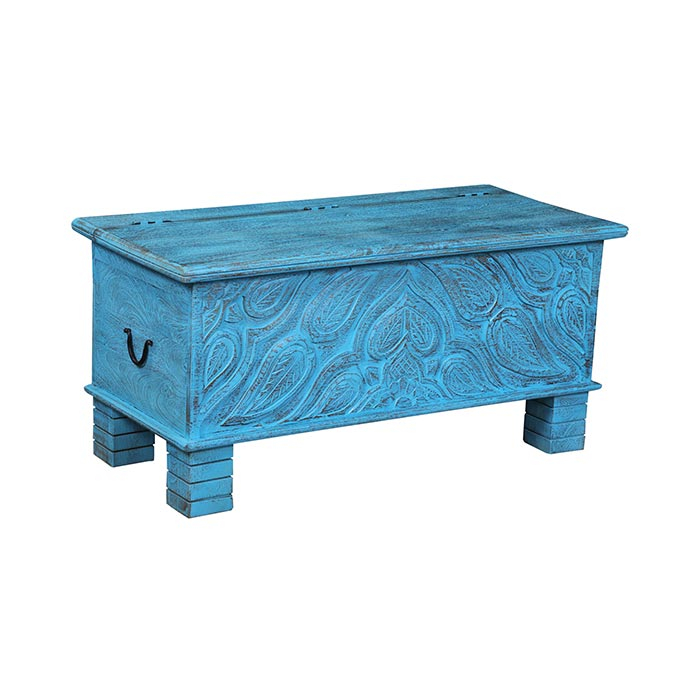 Kyril Carved Wooden Trunk