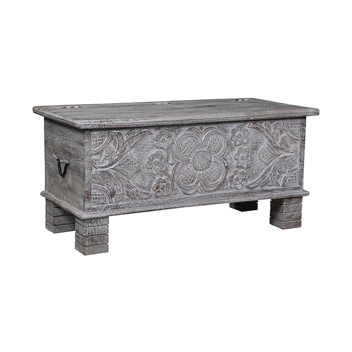 Niles Carved Wooden Trunk