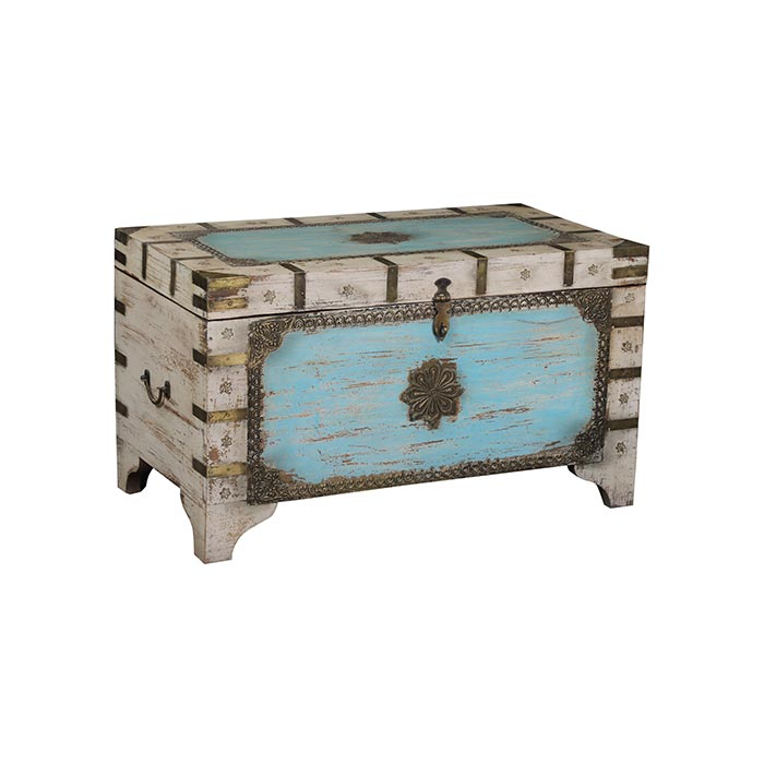 Orrin Carved Wooden Trunk