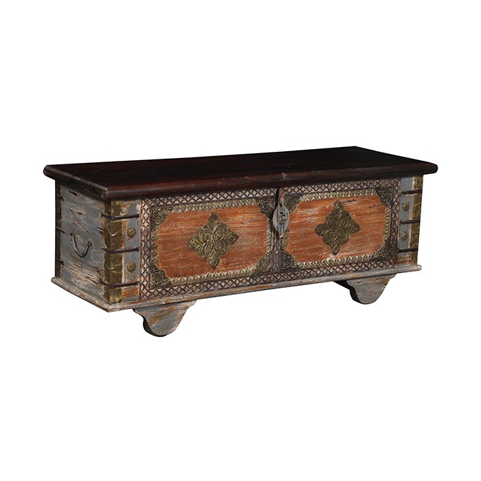 Pearce Carved Wooden Trunk