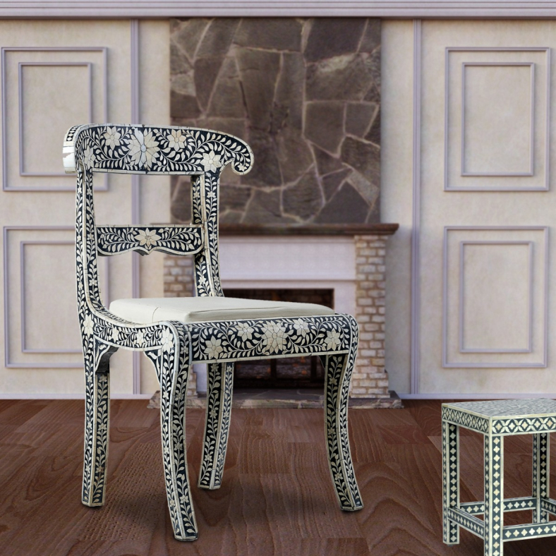 Adnan bone inlay chair