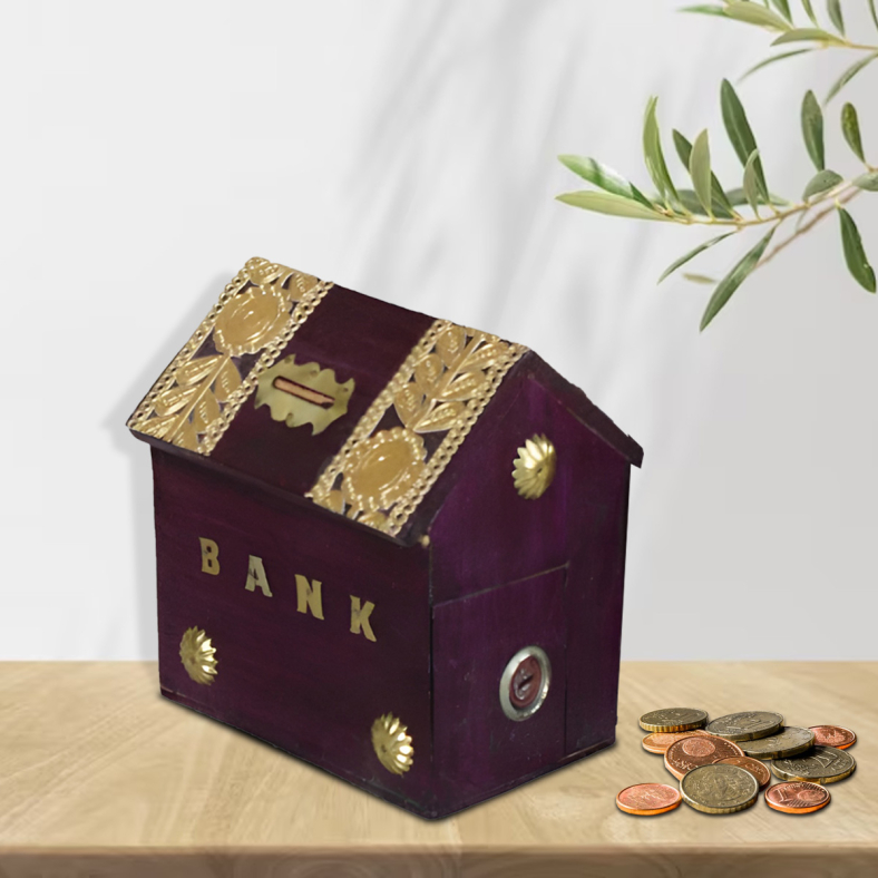 Bozho Vintage Wooden Coin Box 