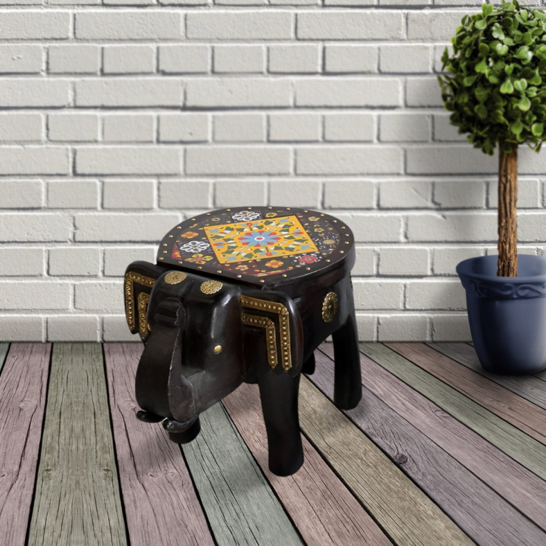 Burian Wooden Elephant End Table