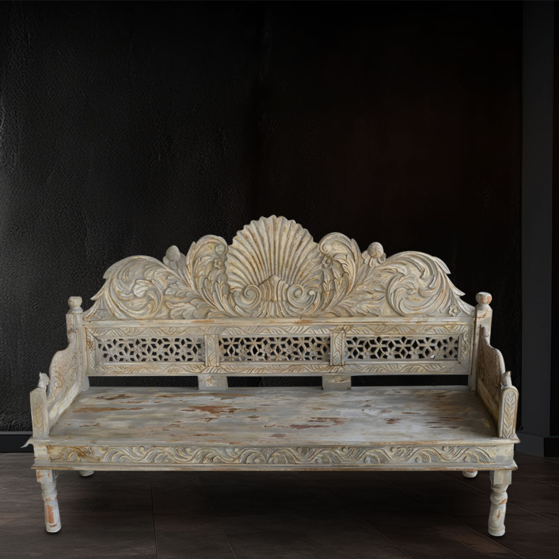 Acher Carved Wooden Bench