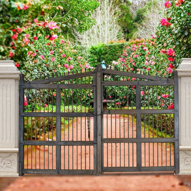 Birch Wooden Iron Jali Gate