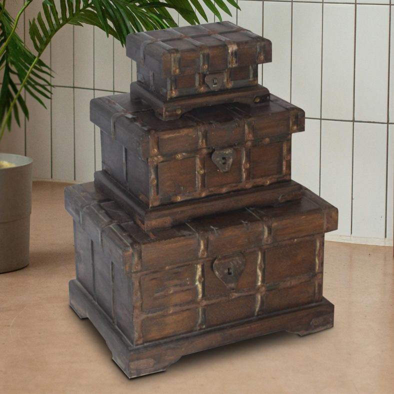 Dravien Wooden Box Set Of 3 