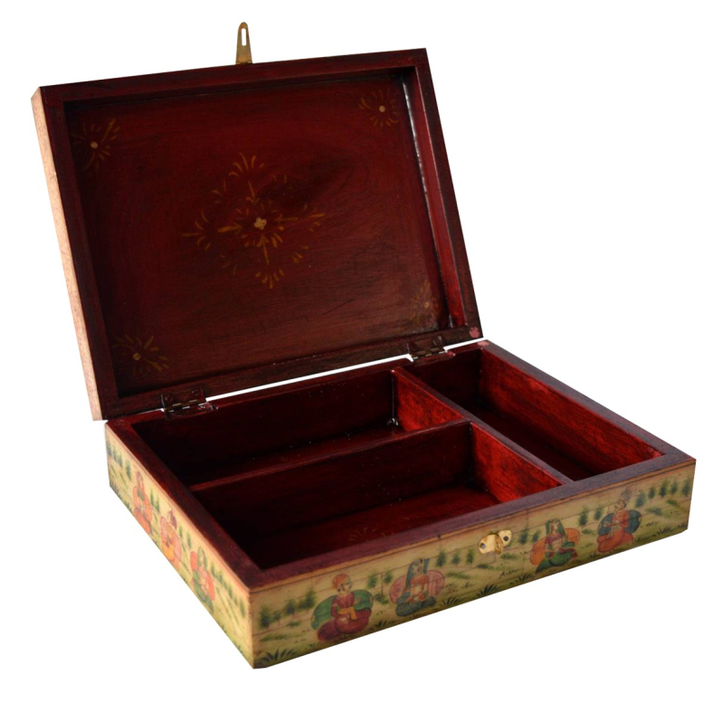Aurenox Painted Wooden Box | Rustic Vintage Keepsake Chest