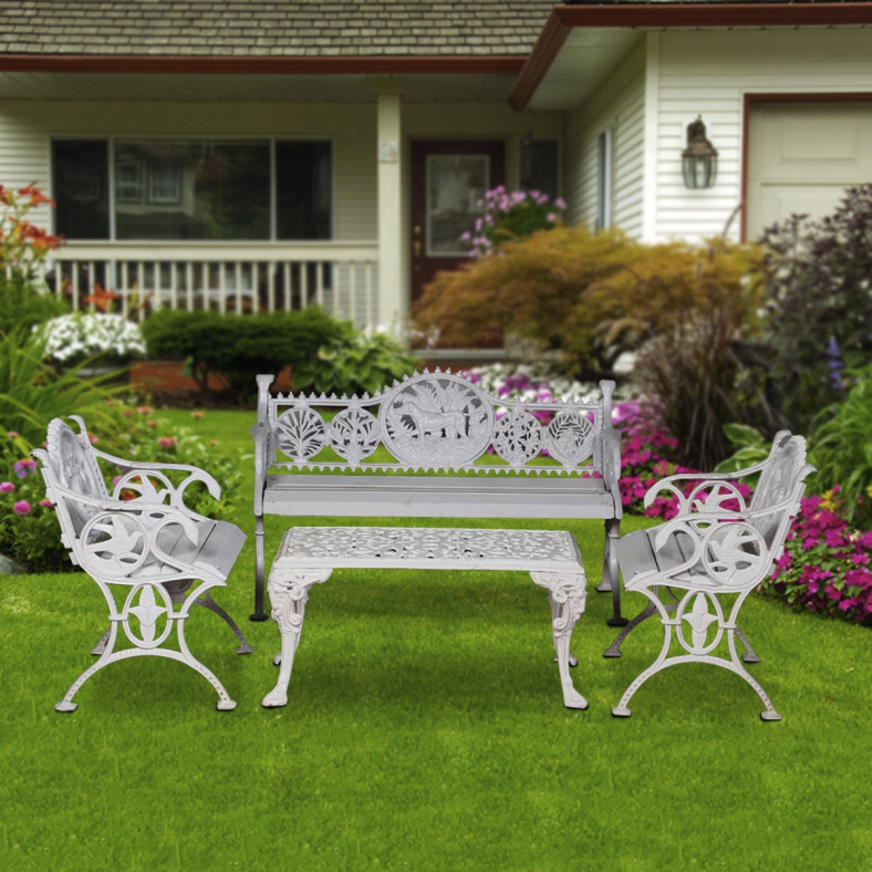 Talyren Cast Iron Patio Sofa Set – 4 Piece Outdoor Seating