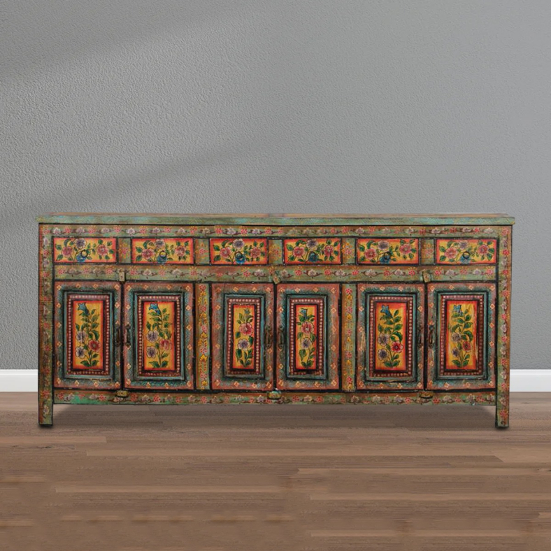 Rovalyn Hand Painted Wooden Sideboard