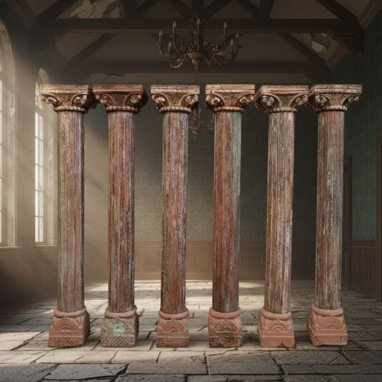Elviorin Wooden Pillar Set of 6