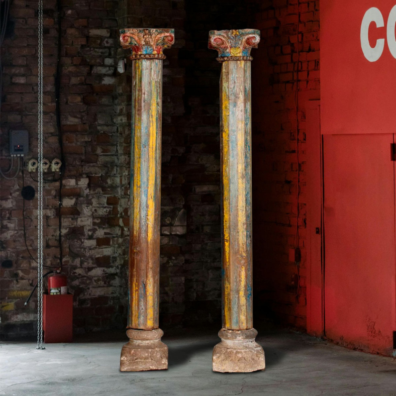 Olythar Wooden Pillar Set of 2