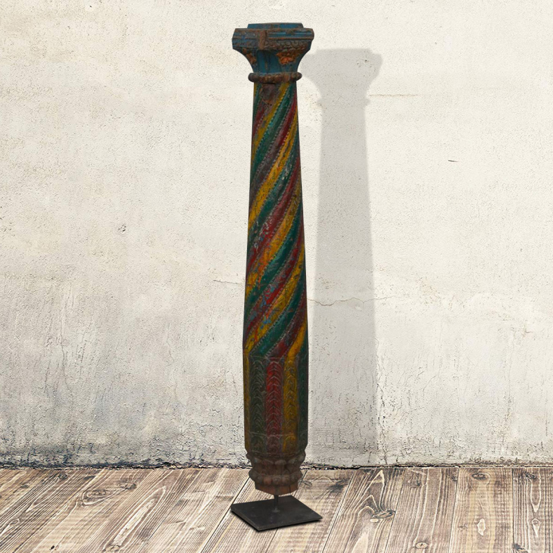 Auremiris Wooden Iron Stand Pillar
