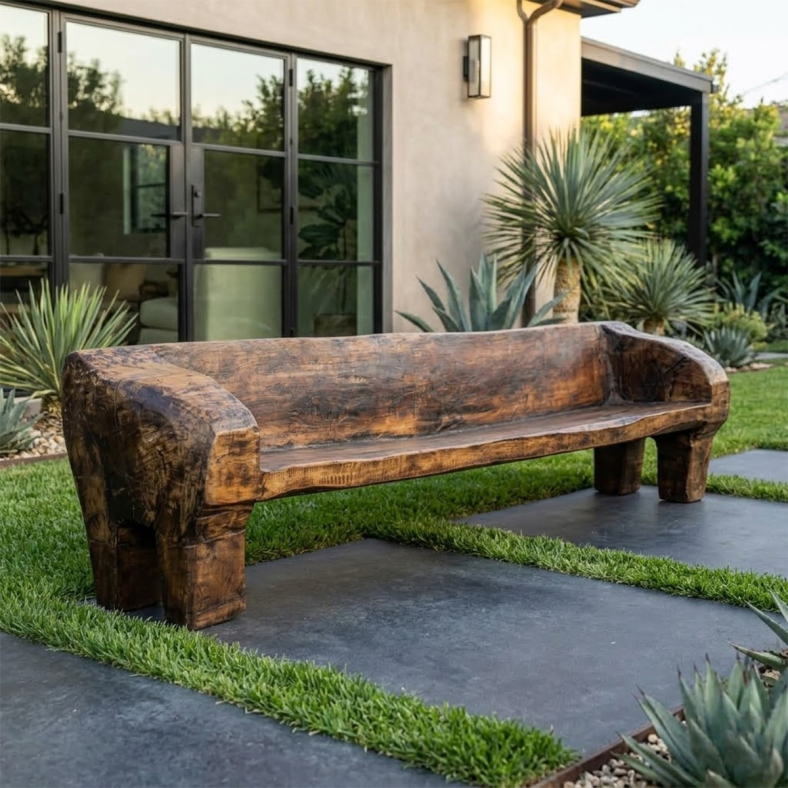 Aroka Wooden Naga Bench