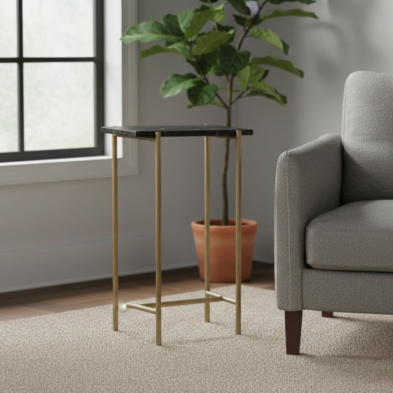 Brunel Iron Marble End Table