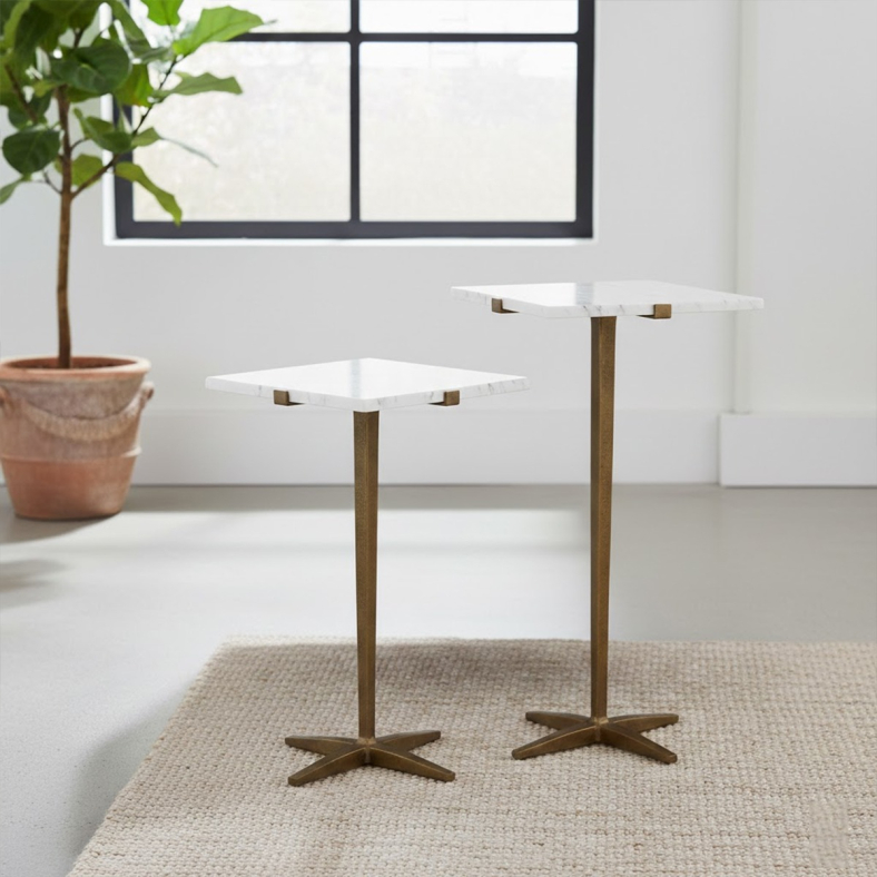 Orvain Iron Marble End Table set of 2 