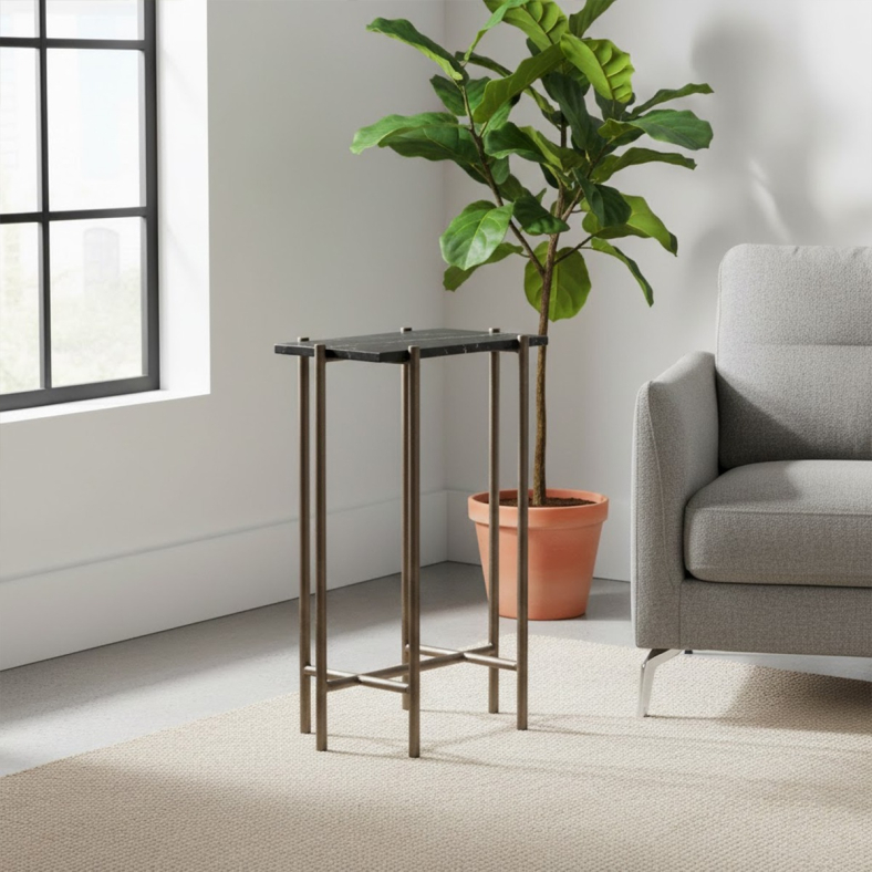 Caldrin Iron Marble End Table