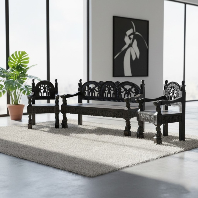 Thorin Wooden Sofa Set of 3