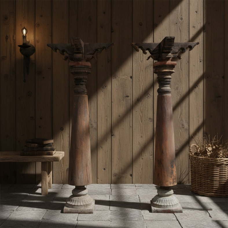 Meyuru Wooden Pillars Set of 2