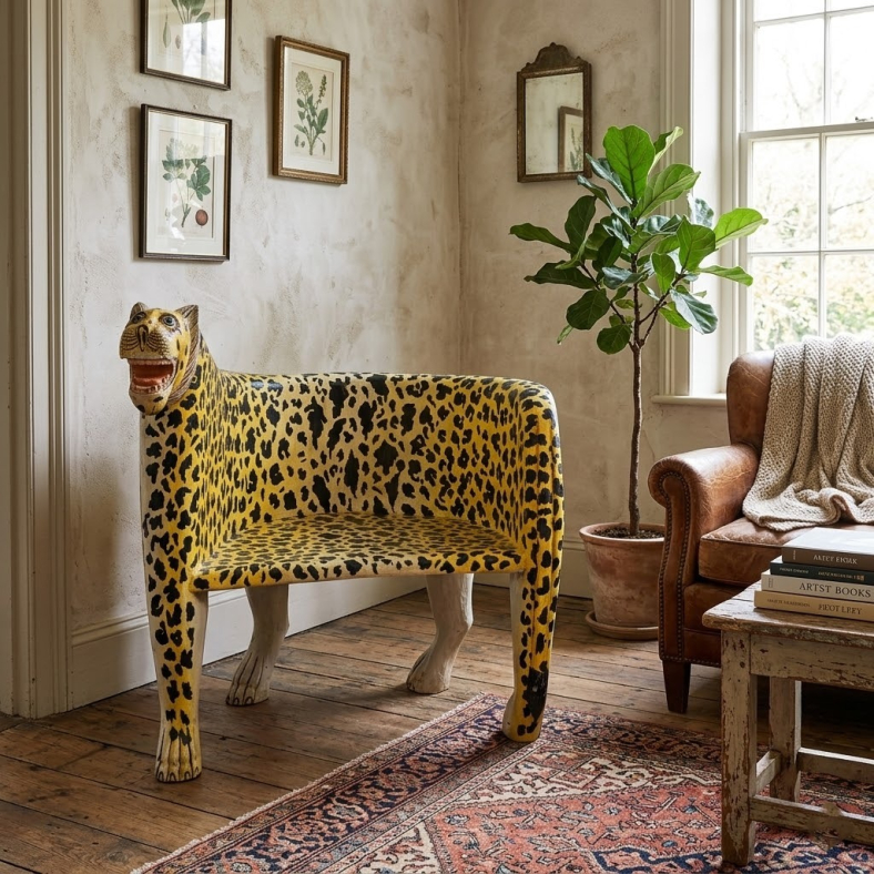 Lua Leopard Wooden Chair