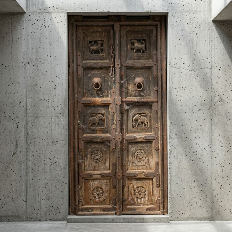 Zergul Wooden Door on Stand