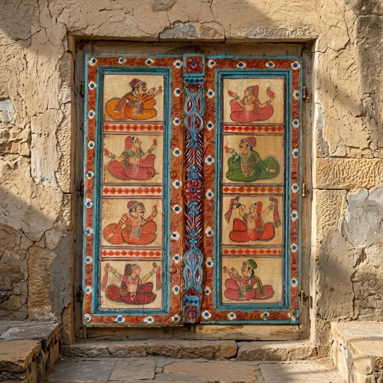 Zerdali Wooden Painted Door Panel