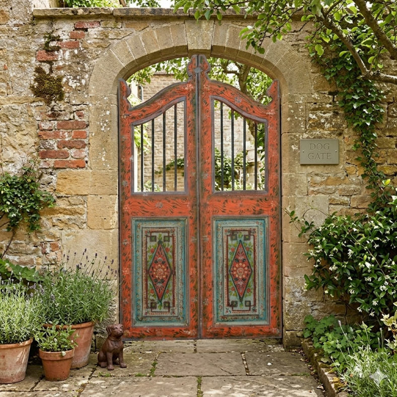 Reyhan Wooden Painted Dog Gate
