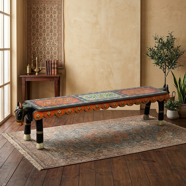 Gulya Wooden Painted Bench