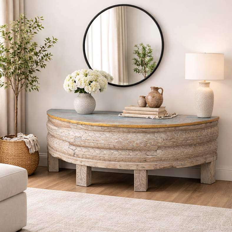 Marcela Half-Moon Wood Coffee Table 