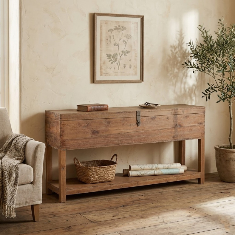 Janan Wooden Box Console Table