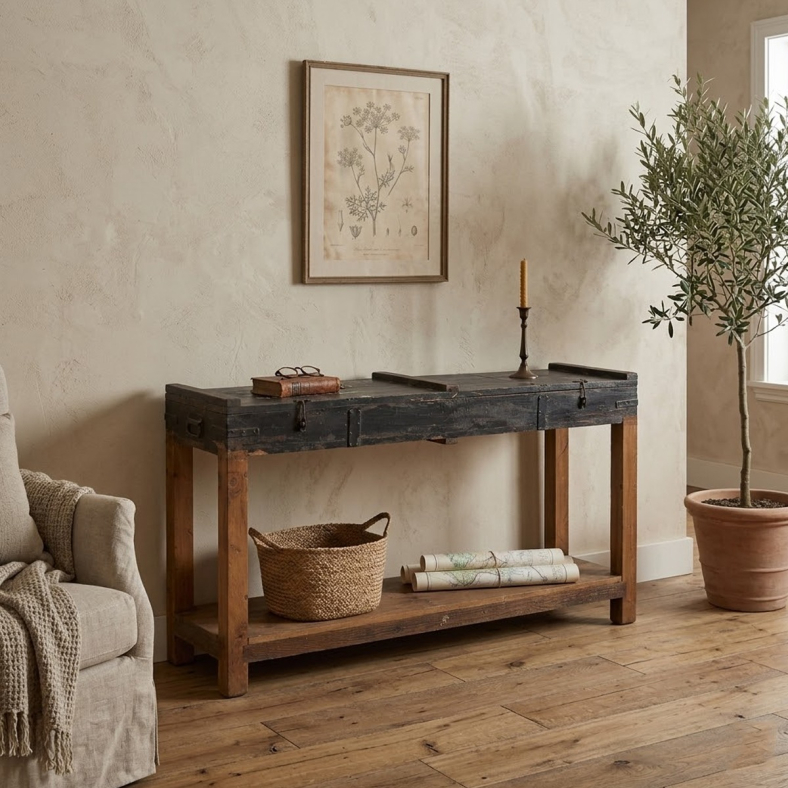 Suad Wooden Box Console Table 