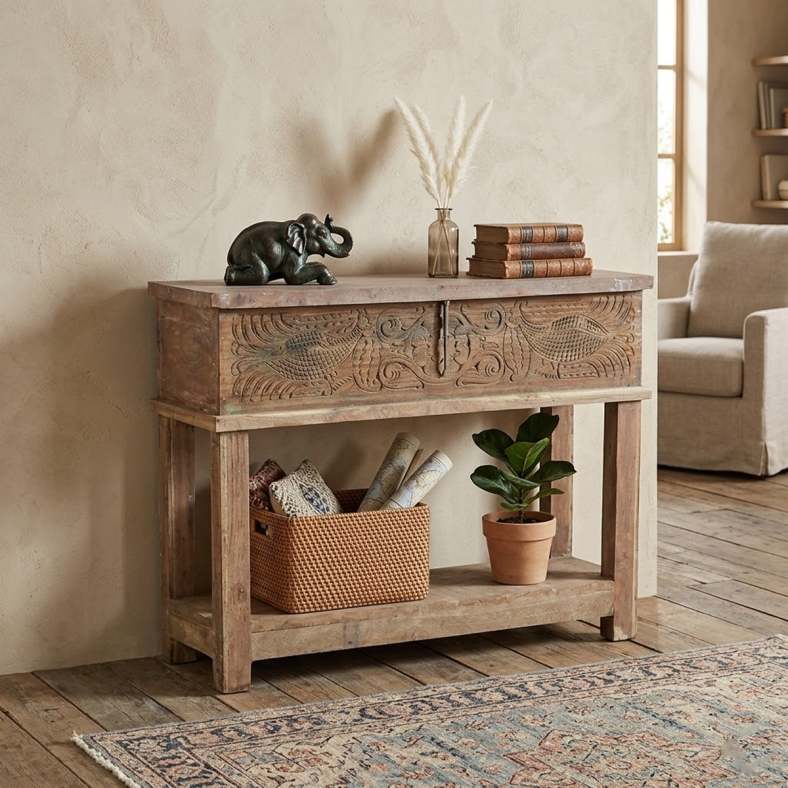 Aziza Wooden Box Console Table