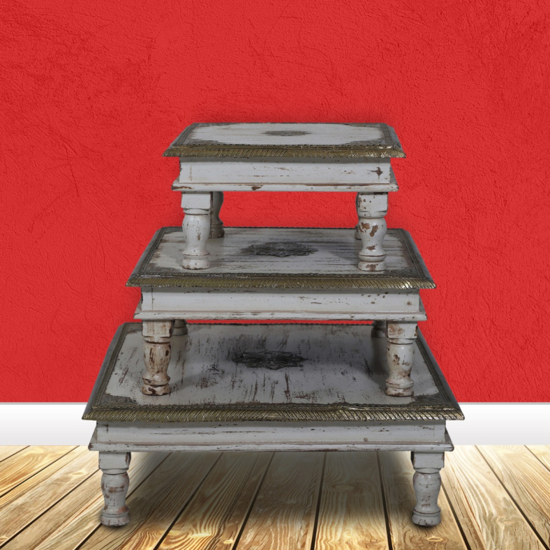 Abner Wooden Bajot Table Set Of 3