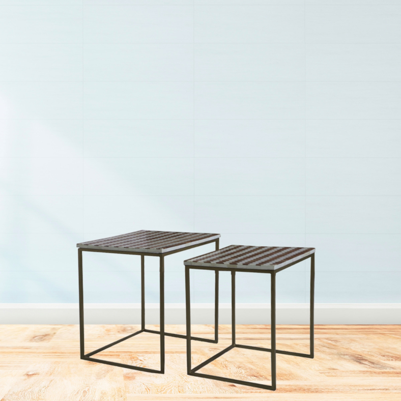 Hezur Bone Inlay Nestling Table - Set Of 2