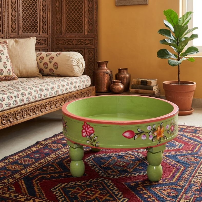 Sophos Handpainted Wooden Bajot Table 