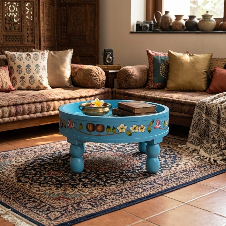 Sophronia Handpainted Wooden Bajot Table 