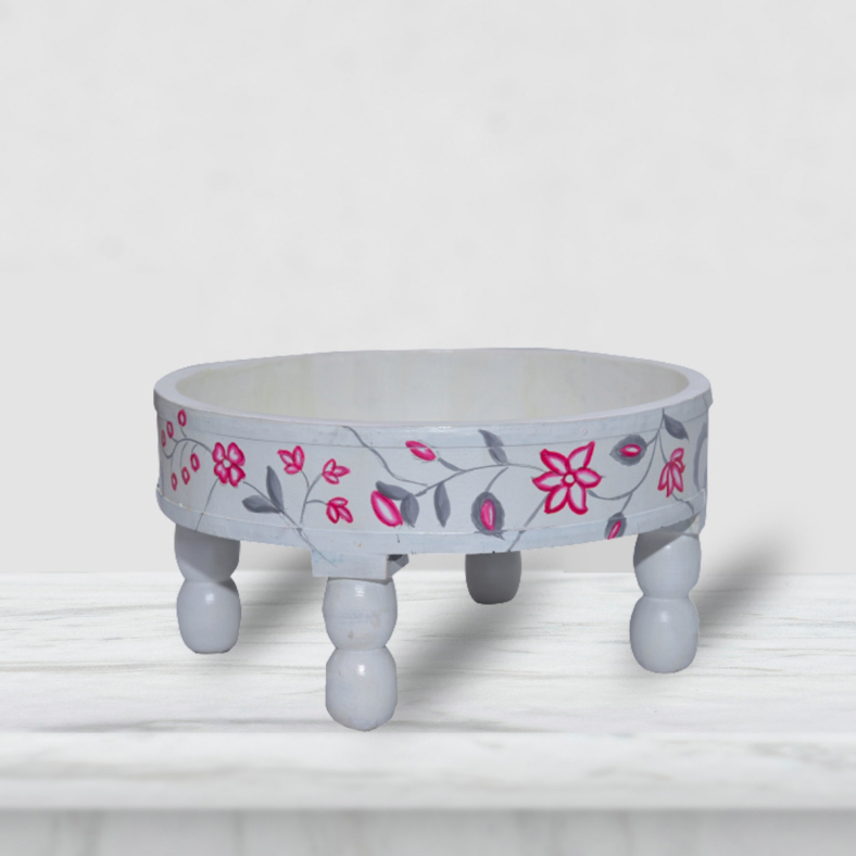 Sostrate Handpainted Wooden Bajot Table 