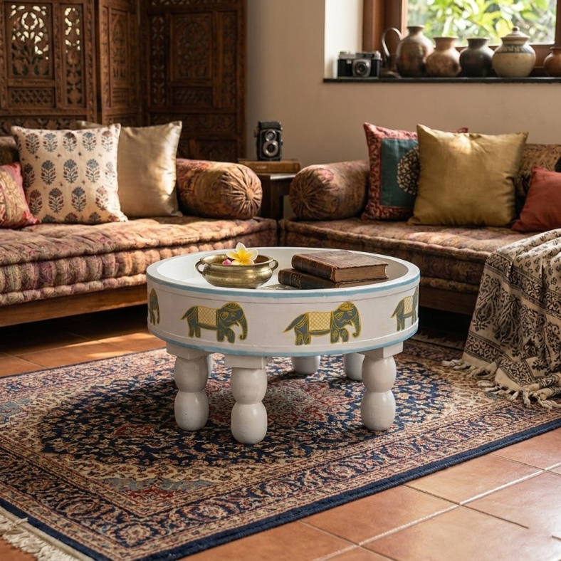Sotiria Handpainted Wooden Bajot Table 