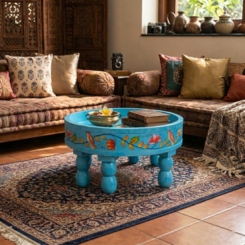 Sousanna Handpainted Wooden Bajot Table 