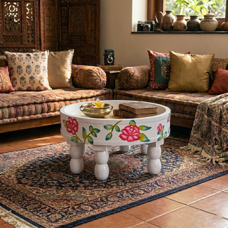 Stamatia Handpainted Wooden Bajot Table 