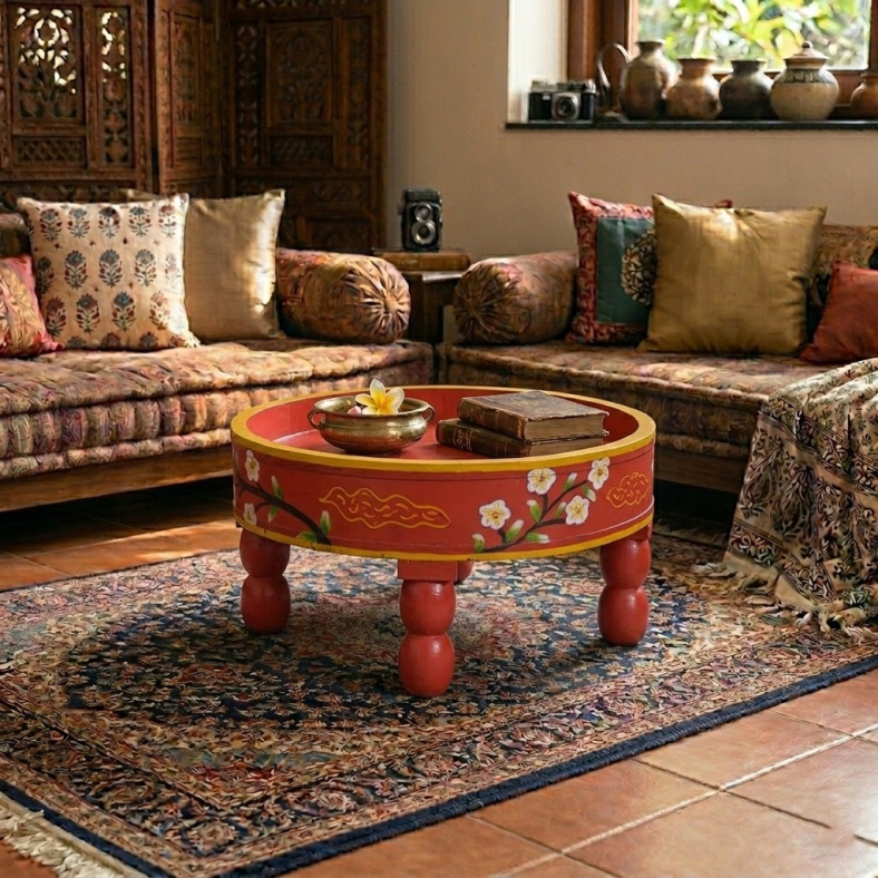 Stelios Handpainted Wooden Bajot Table 