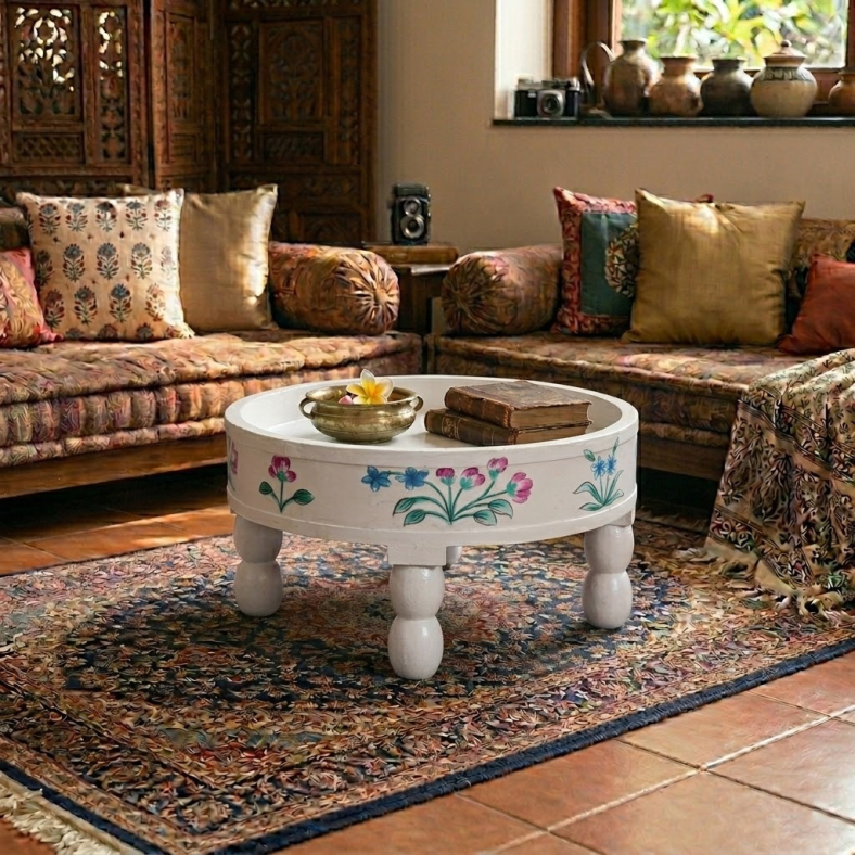 Straton Handpainted Wooden Bajot Table 
