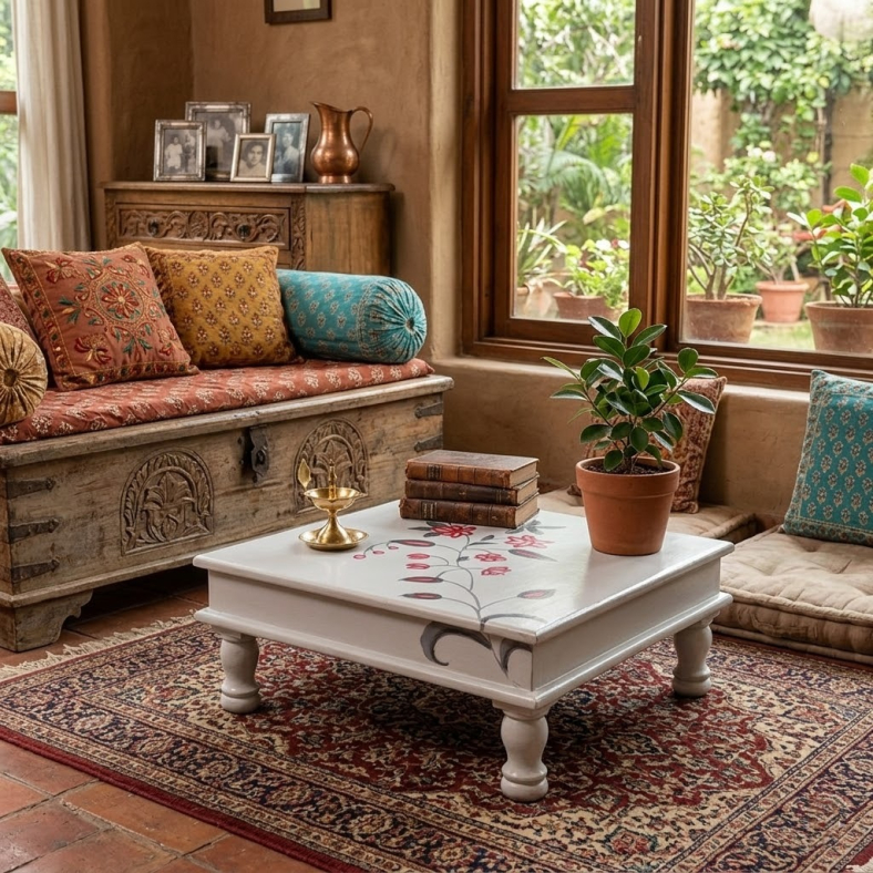 Thalia Handpainted Wooden Bajot Table