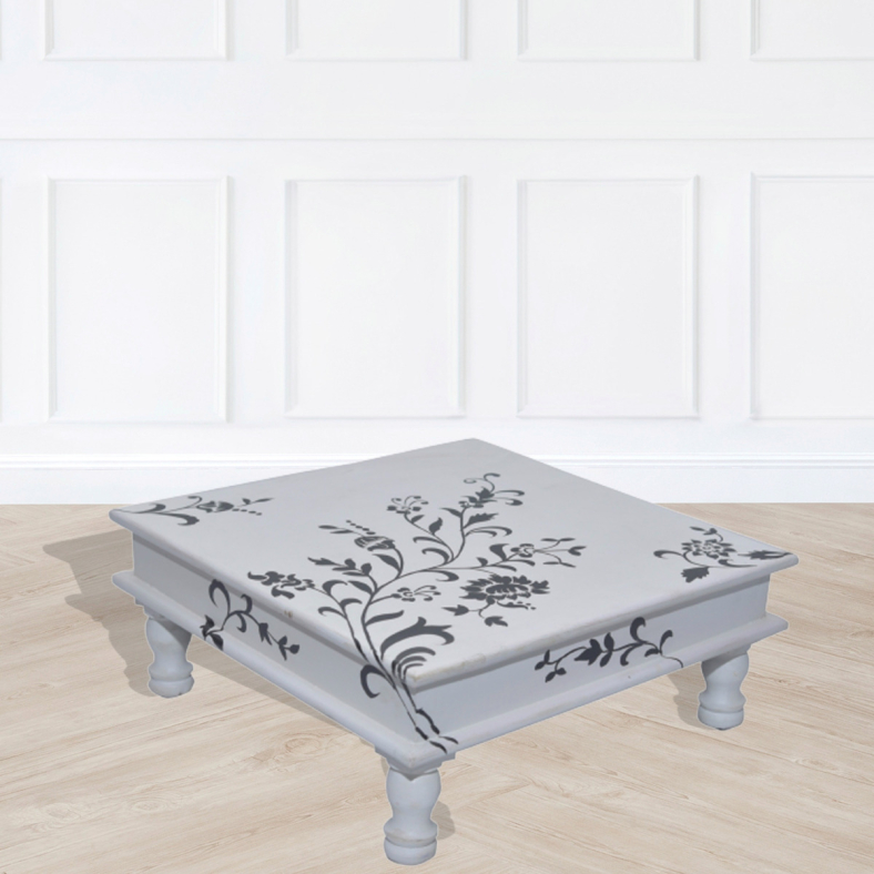 Therapon Handpainted Wooden Bajot Table 