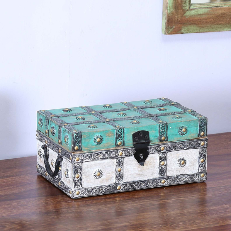 Rustic Allure Wooden Brass Jewellery Box